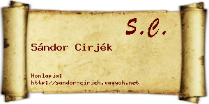 Sándor Cirjék névjegykártya